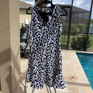 White House Black Market Black Double Ruffle Dress Size 8